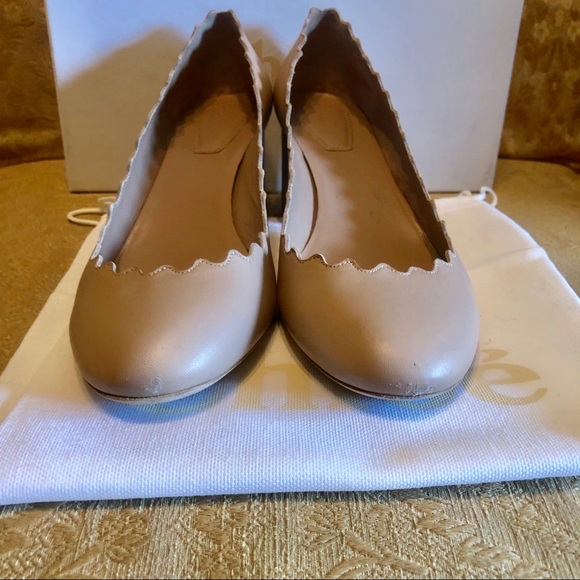 Chloe Lauren scallops heel pump 38.5 8 nude beige - Picture 5 of 8